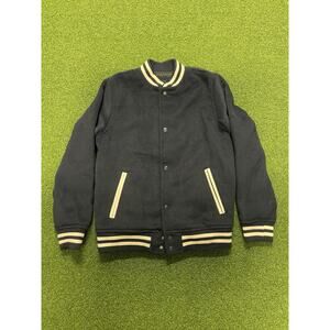 NWT GAP Kids Wool Blend Varsity Jacket Navy Blue Striped Trim Size XL 12